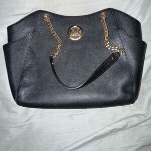 Michael Kors Black Shoulder Bag with Gold Chain